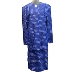 Vintage 80s Ann Taylor polka dot 2 piece skirt set jacket & skirt career wear